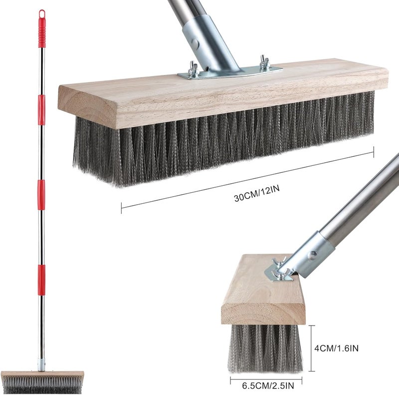 Mitclear Heavy Duty Wire Broom with Telescopic Handle(57IN), Stiff Metal Bristle Brush for Removing Weed Moss, Outdoor Floor Scrub Brush for Patio, Deck, Garden, Concrete, Garage - Image 4